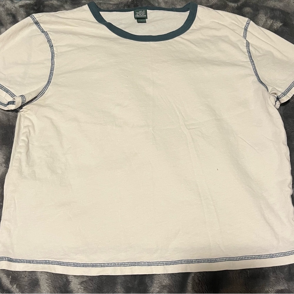 Wild Fable White Tee with Blue Trim